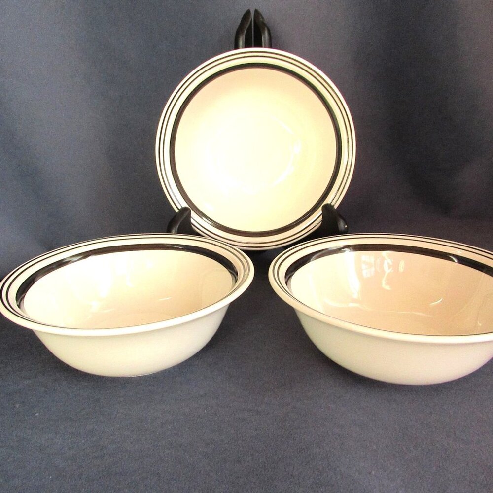 Lauren Ralph Lauren Cafe Stripe set of 3 small cereal fruit bowls 5-1/2"